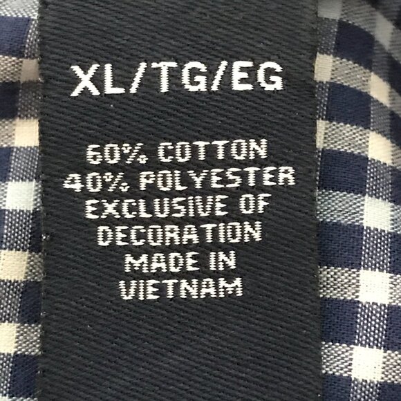 Chaps Easy Care Shirt Men XL Blue Plaid Button Down Pocket Crest Short Sleeve - Picture 4 of 14